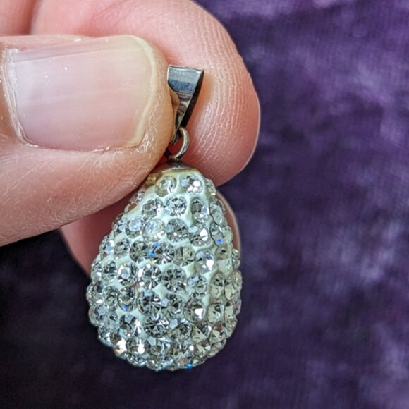 925 Sterling Silver Teardrop Pendant With Sparkly Crystals - Picture 6 of 7